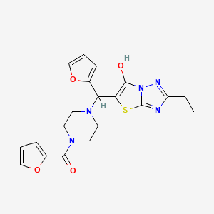(4-((2-Ethyl-6-hydroxythiazolo[3,2-b][1,2,4]triazol-5-yl)(furan-2-yl)methyl)piperazin-1-yl)(furan-2-yl)methanone