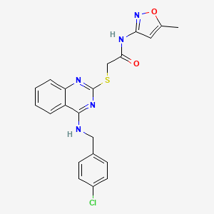 2-((4-((4-chlorobenzyl)amino)quinazolin-2-yl)thio)-N-(5-methylisoxazol-3-yl)acetamide