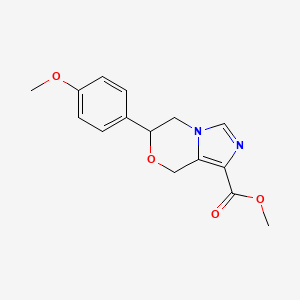 molecular formula C15H16N2O4 B2448960 methyl 6-(4-methoxyphenyl)-5,6-dihydro-8H-imidazo[5,1-c][1,4]oxazine-1-carboxylate CAS No. 1989792-31-5