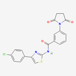 molecular formula C20H14ClN3O3S B2448962 N-[4-(4-chlorophenyl)-1,3-thiazol-2-yl]-3-(2,5-dioxopyrrolidin-1-yl)benzamide CAS No. 476321-64-9