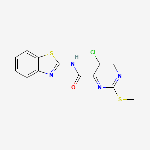 molecular formula C13H9ClN4OS2 B2448969 N-(1,3-benzothiazol-2-yl)-5-chloro-2-methylsulfanylpyrimidine-4-carboxamide CAS No. 889303-16-6