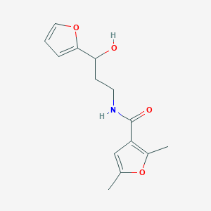 molecular formula C14H17NO4 B2448974 N-[3-(Furan-2-YL)-3-hydroxypropyl]-2,5-dimethylfuran-3-carboxamide CAS No. 1421499-67-3