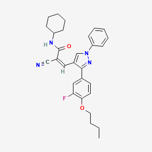 (Z)-3-[3-(4-Butoxy-3-fluorophenyl)-1-phenylpyrazol-4-yl]-2-cyano-N-cyclohexylprop-2-enamide