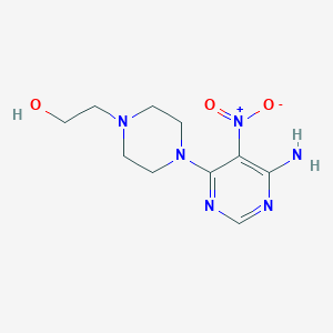 molecular formula C10H16N6O3 B2448994 2-(4-(6-Amino-5-nitropyrimidin-4-yl)piperazin-1-yl)ethanol CAS No. 450345-86-5
