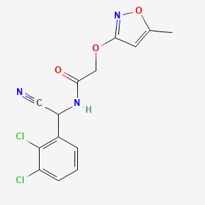 molecular formula C14H11Cl2N3O3 B2449003 N-[cyano(2,3-dichlorophenyl)methyl]-2-[(5-methyl-1,2-oxazol-3-yl)oxy]acetamide CAS No. 1355582-23-8