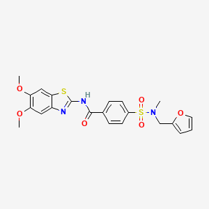 molecular formula C22H21N3O6S2 B2449005 N-(5,6-dimethoxy-1,3-benzothiazol-2-yl)-4-{[(furan-2-yl)methyl](methyl)sulfamoyl}benzamide CAS No. 941996-58-3