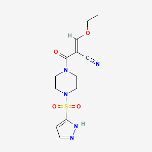 (E)-3-Ethoxy-2-[4-(1H-pyrazol-5-ylsulfonyl)piperazine-1-carbonyl]prop-2-enenitrile