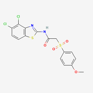 molecular formula C16H12Cl2N2O4S2 B2449032 N-(4,5-dichlorobenzo[d]thiazol-2-yl)-2-((4-methoxyphenyl)sulfonyl)acetamide CAS No. 941951-91-3