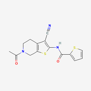 molecular formula C15H13N3O2S2 B2449034 N-(6-acetyl-3-cyano-4,5,6,7-tetrahydrothieno[2,3-c]pyridin-2-yl)thiophene-2-carboxamide CAS No. 864858-54-8