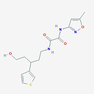 molecular formula C15H19N3O4S B2449057 N1-(5-hydroxy-3-(thiophen-3-yl)pentyl)-N2-(5-methylisoxazol-3-yl)oxalamide CAS No. 2034330-34-0