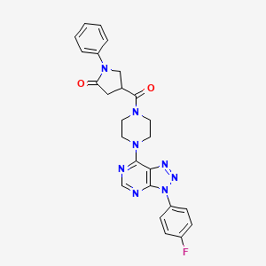 4-(4-(3-(4-fluorophenyl)-3H-[1,2,3]triazolo[4,5-d]pyrimidin-7-yl)piperazine-1-carbonyl)-1-phenylpyrrolidin-2-one