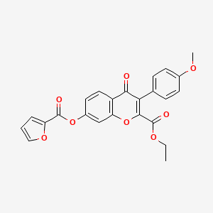molecular formula C24H18O8 B2449070 乙酸7-(呋喃-2-甲酰氧基)-3-(4-甲氧基苯基)-4-酮咔唑-2-羧酸酯 CAS No. 610758-73-1