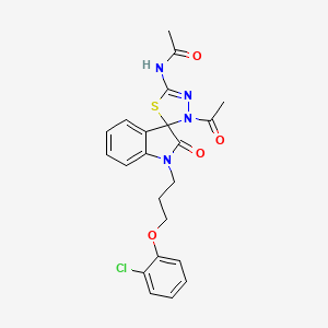 N-{3'-acetyl-1-[3-(2-chlorophenoxy)propyl]-2-oxo-1,2-dihydro-3'H-spiro[indole-3,2'-[1,3,4]thiadiazol]-5'-yl}acetamide