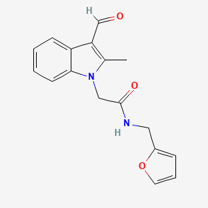 2-(3-formyl-2-methyl-1H-indol-1-yl)-N-(furan-2-ylmethyl)acetamide