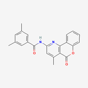 3,5-dimethyl-N-(4-methyl-5-oxochromeno[4,3-b]pyridin-2-yl)benzamide