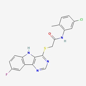 molecular formula C19H14ClFN4OS B2449082 N-(5-chloro-2-methylphenyl)-2-({8-fluoro-5H-pyrimido[5,4-b]indol-4-yl}sulfanyl)acetamide CAS No. 1115997-38-0
