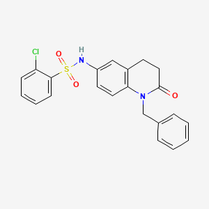 molecular formula C22H19ClN2O3S B2449091 N-(1-benzyl-2-oxo-1,2,3,4-tetrahydroquinolin-6-yl)-2-chlorobenzenesulfonamide CAS No. 946372-62-9