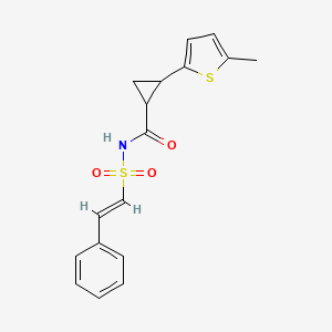 molecular formula C17H17NO3S2 B2449103 2-(5-methylthiophen-2-yl)-N-[(E)-2-phenylethenyl]sulfonylcyclopropane-1-carboxamide CAS No. 1334034-27-3