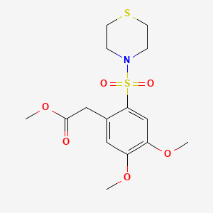 molecular formula C15H21NO6S2 B2449112 Methyl 2-(4,5-dimethoxy-2-(thiomorpholinosulfonyl)phenyl)acetate CAS No. 886499-16-7