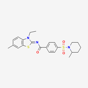 molecular formula C23H27N3O3S2 B2449122 N-(3-ethyl-6-methyl-1,3-benzothiazol-2-ylidene)-4-(2-methylpiperidin-1-yl)sulfonylbenzamide CAS No. 850909-09-0