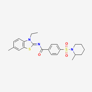 N-(3-ethyl-6-methyl-1,3-benzothiazol-2-ylidene)-4-(2-methylpiperidin-1-yl)sulfonylbenzamide