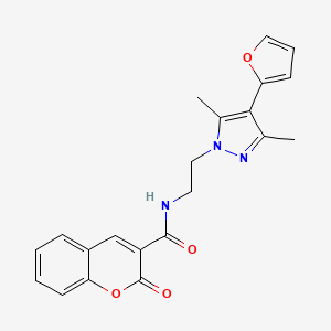 molecular formula C21H19N3O4 B2449126 N-(2-(4-(furan-2-yl)-3,5-dimethyl-1H-pyrazol-1-yl)ethyl)-2-oxo-2H-chromene-3-carboxamide CAS No. 2034552-65-1