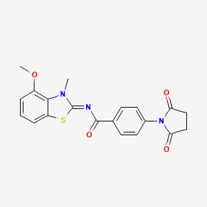 molecular formula C20H17N3O4S B2449135 (E)-4-(2,5-dioxopyrrolidin-1-yl)-N-(4-methoxy-3-methylbenzo[d]thiazol-2(3H)-ylidene)benzamide CAS No. 477557-23-6