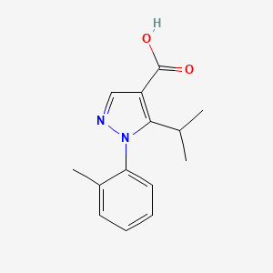 molecular formula C14H16N2O2 B2449137 1-(2-methylphenyl)-5-(propan-2-yl)-1H-pyrazole-4-carboxylic acid CAS No. 1002290-97-2