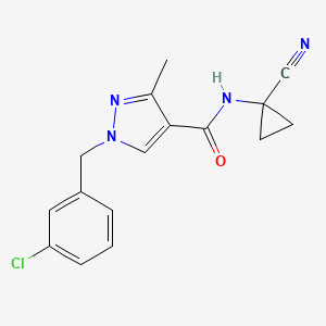 molecular formula C16H15ClN4O B2449142 1-[(3-chlorophenyl)methyl]-N-(1-cyanocyclopropyl)-3-methyl-1H-pyrazole-4-carboxamide CAS No. 1427589-41-0