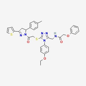 molecular formula C35H34N6O4S2 B2449161 N-[[4-(4-乙氧苯基)-5-[2-[3-(4-甲基苯基)-5-硫代-3,4-二氢嘧啶-2-基]-2-氧代乙基]硫代-1,2,4-三唑-3-基]甲基]-2-苯氧基乙酰胺 CAS No. 393585-52-9