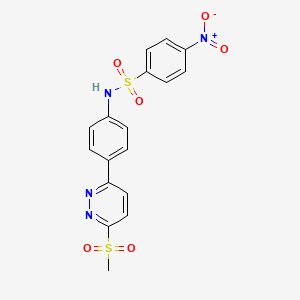 molecular formula C17H14N4O6S2 B2449162 N-(4-(6-(methylsulfonyl)pyridazin-3-yl)phenyl)-4-nitrobenzenesulfonamide CAS No. 921542-16-7