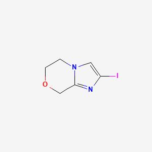 molecular formula C6H7IN2O B2449163 2-Iodo-6,8-dihydro-5H-imidazo[2,1-c][1,4]oxazine CAS No. 2164373-26-4