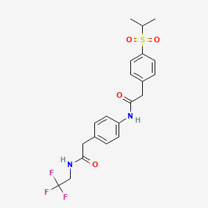 molecular formula C21H23F3N2O4S B2449164 2-(4-(isopropylsulfonyl)phenyl)-N-(4-(2-oxo-2-((2,2,2-trifluoroethyl)amino)ethyl)phenyl)acetamide CAS No. 1234832-78-0