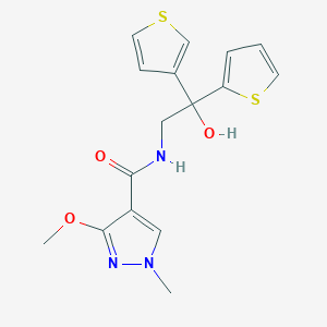 molecular formula C16H17N3O3S2 B2449169 N-(2-hydroxy-2-(thiophen-2-yl)-2-(thiophen-3-yl)ethyl)-3-methoxy-1-methyl-1H-pyrazole-4-carboxamide CAS No. 2034265-69-3