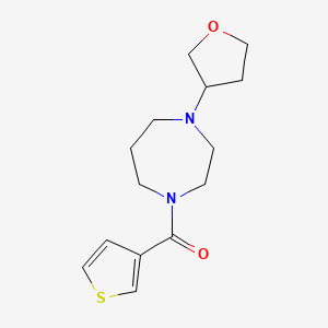 molecular formula C14H20N2O2S B2449170 (4-(四氢呋喃-3-基)-1,4-二氮杂环庚烷-1-基)(噻吩-3-基)甲酮 CAS No. 2320887-97-4