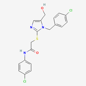 molecular formula C19H17Cl2N3O2S B2449188 2-((1-(4-chlorobenzyl)-5-(hydroxymethyl)-1H-imidazol-2-yl)thio)-N-(4-chlorophenyl)acetamide CAS No. 899748-34-6
