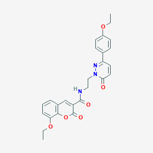 molecular formula C26H25N3O6 B2449196 8-ethoxy-N-(2-(3-(4-ethoxyphenyl)-6-oxopyridazin-1(6H)-yl)ethyl)-2-oxo-2H-chromene-3-carboxamide CAS No. 921579-95-5