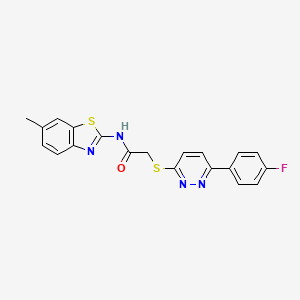 molecular formula C20H15FN4OS2 B2449197 2-((6-(4-fluorophenyl)pyridazin-3-yl)thio)-N-(6-methylbenzo[d]thiazol-2-yl)acetamide CAS No. 872695-12-0