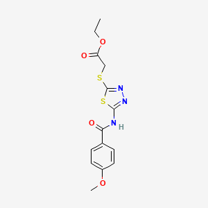 Ethyl 2-((5-(4-methoxybenzamido)-1,3,4-thiadiazol-2-yl)thio)acetate