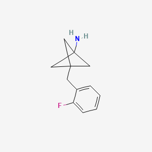 molecular formula C12H14FN B2449211 3-[(2-Fluorophenyl)methyl]bicyclo[1.1.1]pentan-1-amine CAS No. 2287298-82-0
