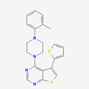 molecular formula C21H20N4S2 B2449220 5-(Thiophen-2-yl)-4-(4-(o-tolyl)piperazin-1-yl)thieno[2,3-d]pyrimidine CAS No. 847366-46-5