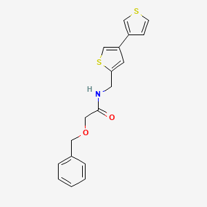 molecular formula C18H17NO2S2 B2449221 2-Phenylmethoxy-N-[(4-thiophen-3-ylthiophen-2-yl)methyl]acetamide CAS No. 2379997-89-2
