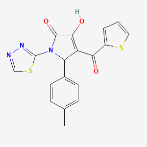 molecular formula C18H13N3O3S2 B2449224 3-hydroxy-1-(1,3,4-thiadiazol-2-yl)-4-(thiophene-2-carbonyl)-5-(p-tolyl)-1H-pyrrol-2(5H)-one CAS No. 307541-56-6