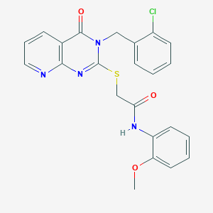 molecular formula C23H19ClN4O3S B2449226 2-((3-(2-chlorobenzyl)-4-oxo-3,4-dihydropyrido[2,3-d]pyrimidin-2-yl)thio)-N-(2-methoxyphenyl)acetamide CAS No. 902912-04-3