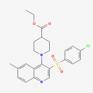 molecular formula C24H25ClN2O4S B2449230 ETHYL 1-[3-(4-CHLOROBENZENESULFONYL)-6-METHYLQUINOLIN-4-YL]PIPERIDINE-4-CARBOXYLATE CAS No. 866846-23-3
