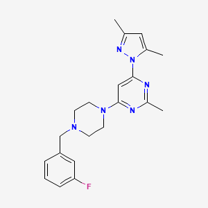 molecular formula C21H25FN6 B2449231 4-(3,5-Dimethylpyrazol-1-yl)-6-[4-[(3-fluorophenyl)methyl]piperazin-1-yl]-2-methylpyrimidine CAS No. 2415539-64-7