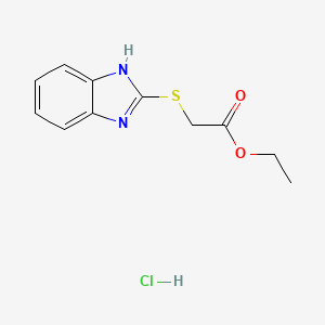 molecular formula C11H13ClN2O2S B2449234 ethyl 2-((1H-benzo[d]imidazol-2-yl)thio)acetate hydrochloride CAS No. 299901-47-6