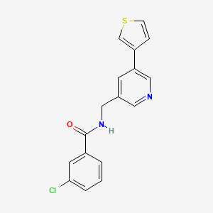 3-chloro-N-((5-(thiophen-3-yl)pyridin-3-yl)methyl)benzamide