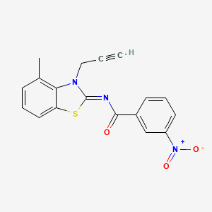 molecular formula C18H13N3O3S B2449258 N-[(2Z)-4-methyl-3-(prop-2-yn-1-yl)-2,3-dihydro-1,3-benzothiazol-2-ylidene]-3-nitrobenzamide CAS No. 868376-93-6
