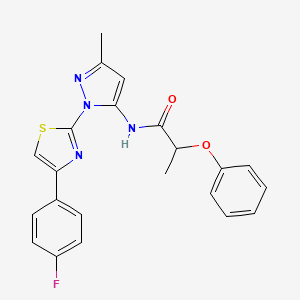 molecular formula C22H19FN4O2S B2449259 N-(1-(4-(4-fluorophenyl)thiazol-2-yl)-3-methyl-1H-pyrazol-5-yl)-2-phenoxypropanamide CAS No. 1019104-08-5